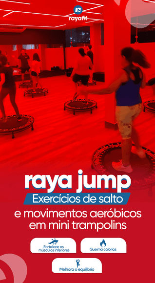 Aula Raya Jump, exercícios em mini trampolins
